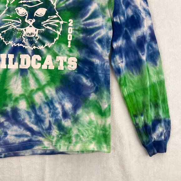 Vintage Anvil Youth Tie Dye Wolf Creek Long Sleeve Wildcats 2000's T-Shirt L - Picture 5 of 10